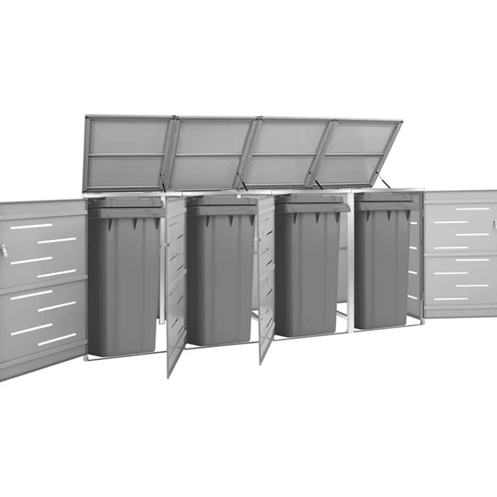 vidaXL Containerberging vierdubbel 276,5x77,5x115 cm roestvrij staal