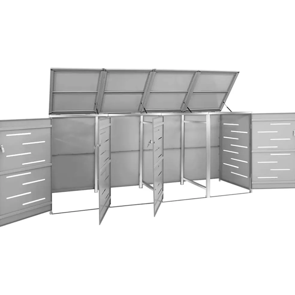 vidaXL Containerberging vierdubbel 276,5x77,5x115 cm roestvrij staal