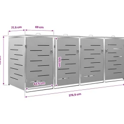 vidaXL Containerberging vierdubbel 276,5x77,5x115 cm roestvrij staal