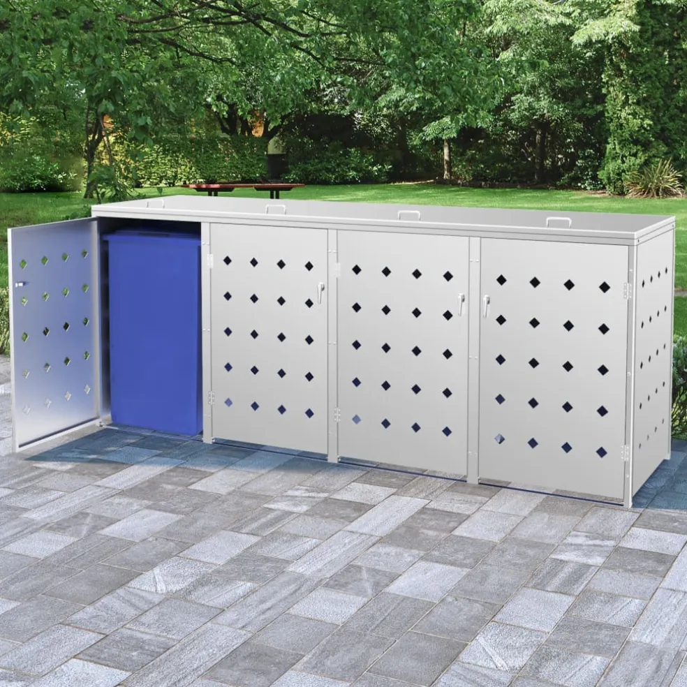 vidaXL Containerberging vierdubbel 240 L roestvrij staal