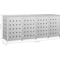 vidaXL Containerberging vierdubbel 240 L roestvrij staal