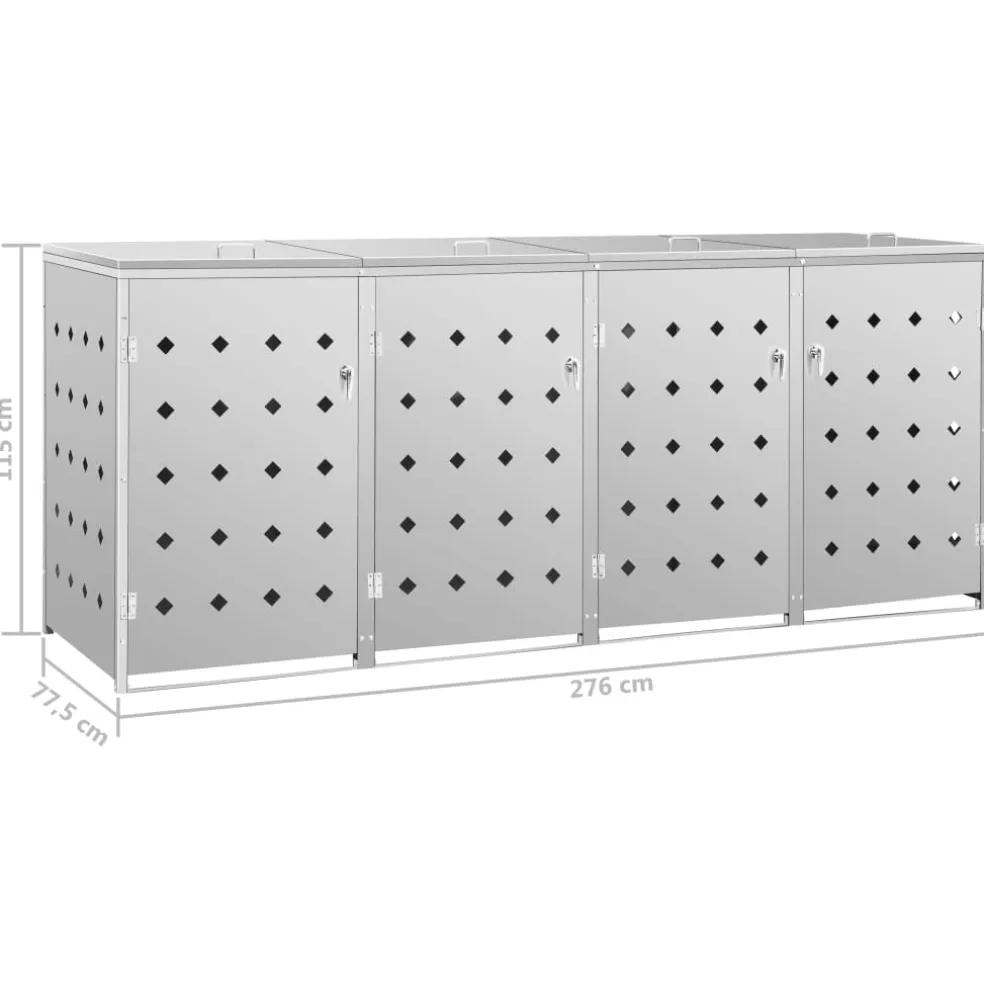 vidaXL Containerberging vierdubbel 240 L roestvrij staal