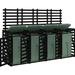 vidaXL Containerberging viervoudig massief grenenhout zwart