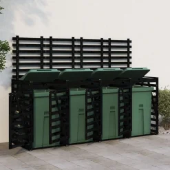vidaXL Containerberging viervoudig massief grenenhout zwart