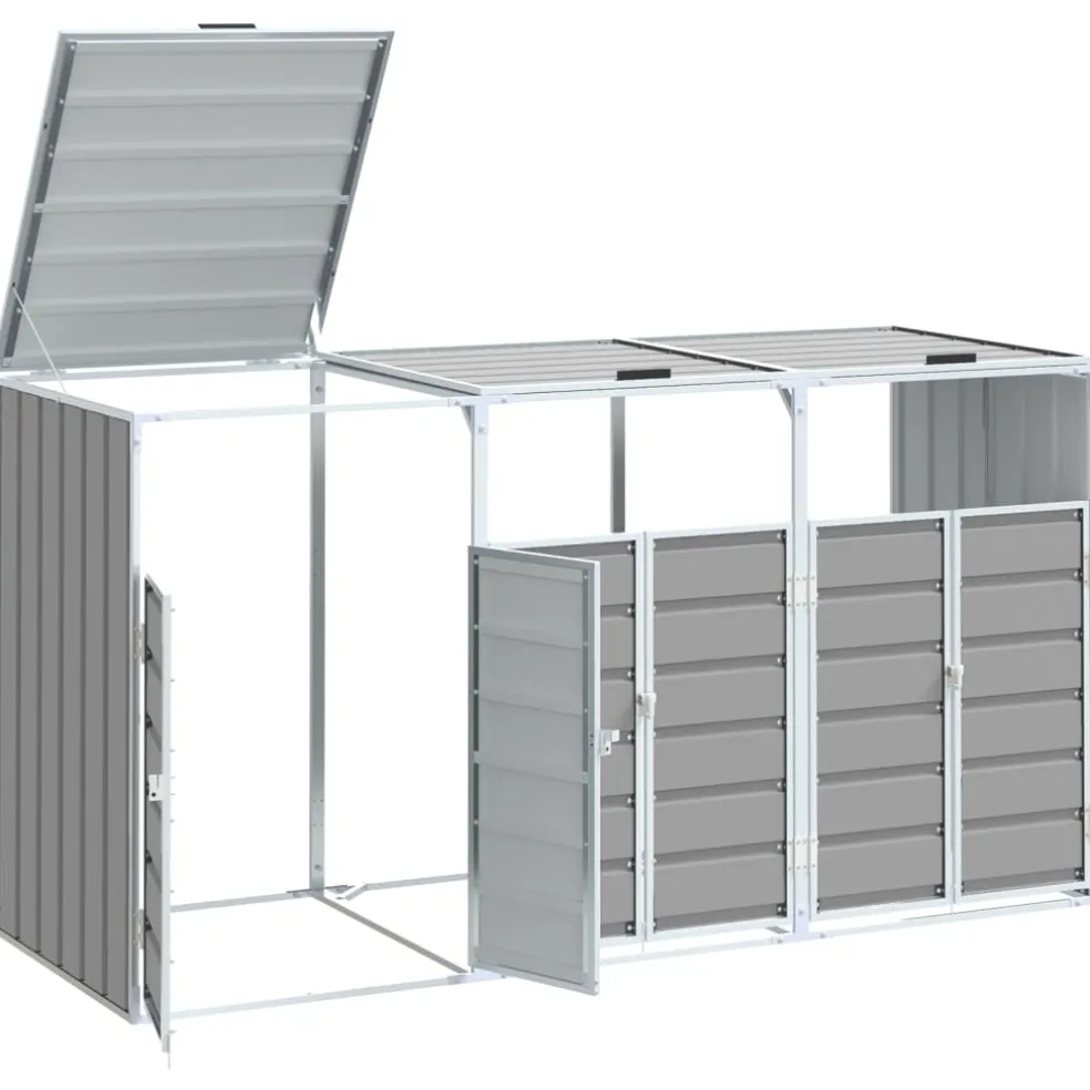 vidaXL Containerberging voor 3 containers 216x81x115 cm staal grijs