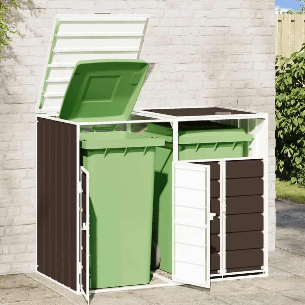 vidaXL Containerberging voor 2 containers 144x81x113 cm staal bruin