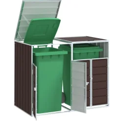 vidaXL Containerberging voor 2 containers 144x81x113 cm staal bruin