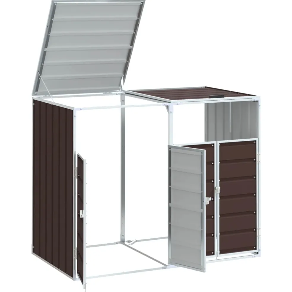 vidaXL Containerberging voor 2 containers 144x81x113 cm staal bruin