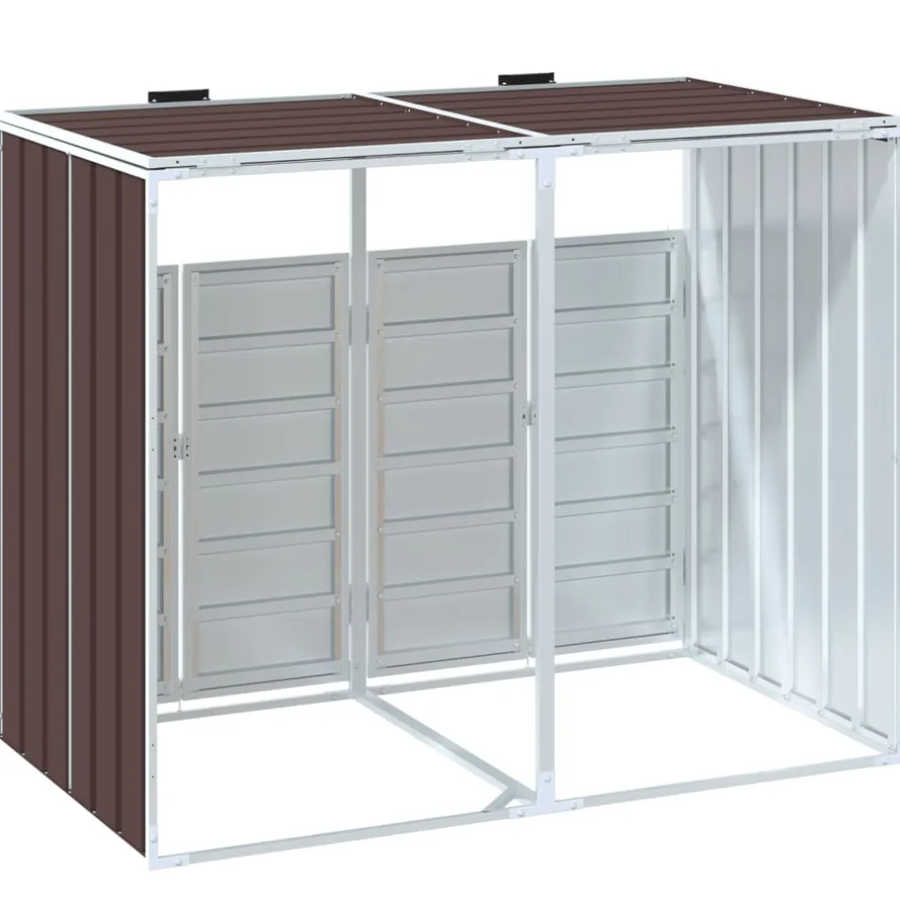 vidaXL Containerberging voor 2 containers 144x81x113 cm staal bruin