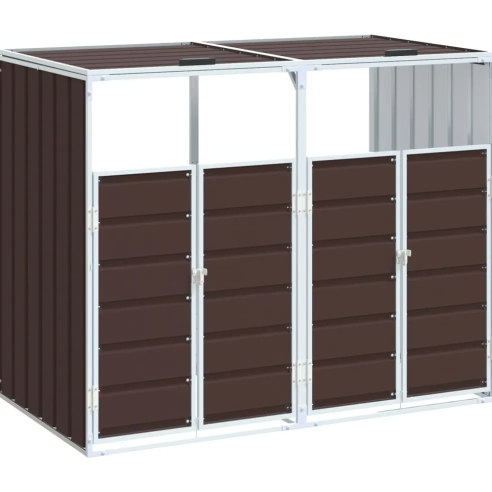 vidaXL Containerberging voor 2 containers 144x81x113 cm staal bruin