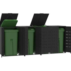 vidaXL Containerberging voor 4 containers 276x79x117 cm staal zwart