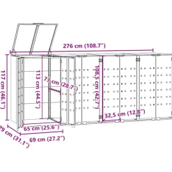 vidaXL Containerberging voor 4 containers 276x79x117 cm staal grijs