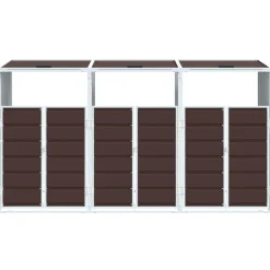 vidaXL Containerberging voor 3 containers 216x81x115 cm staal bruin