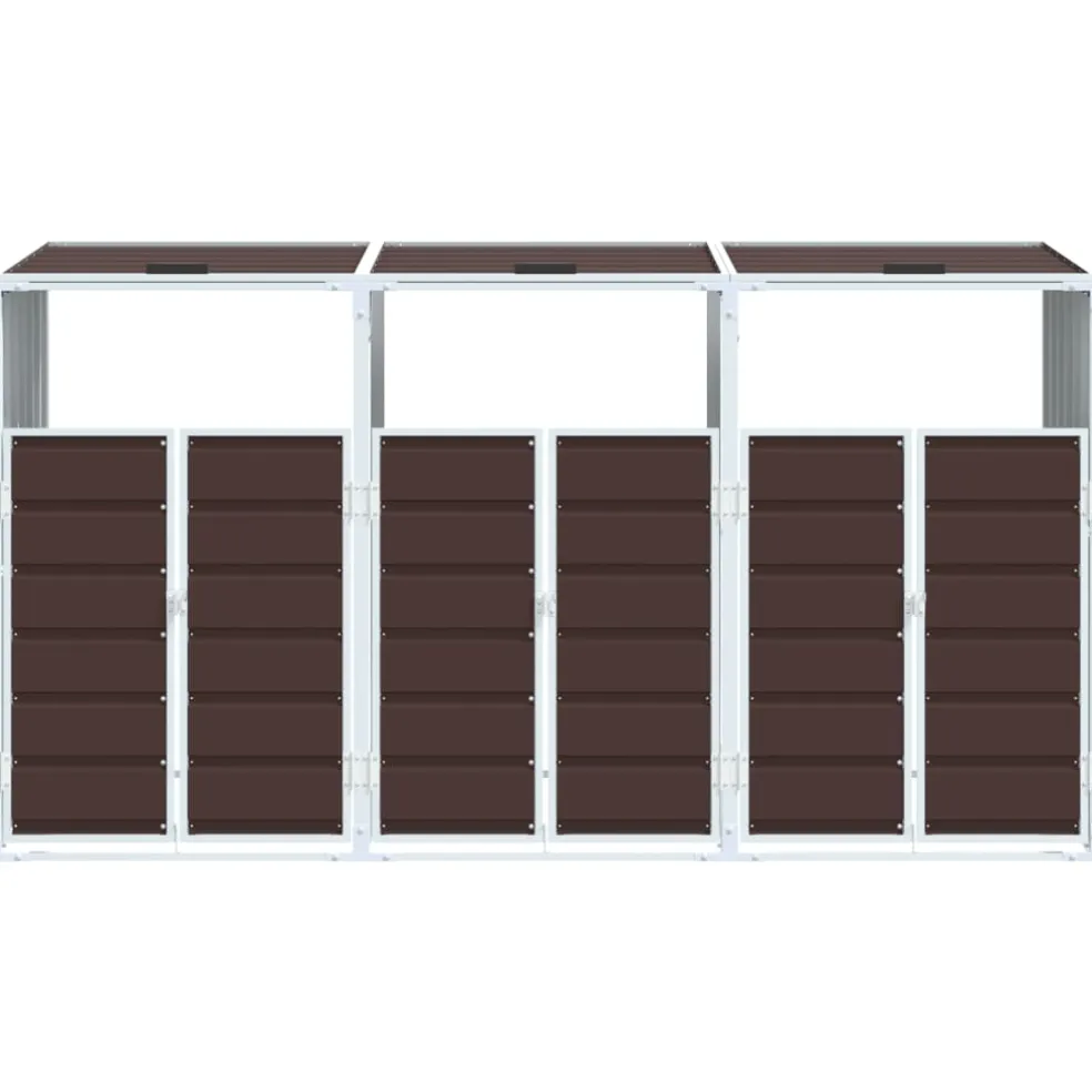 vidaXL Containerberging voor 3 containers 216x81x115 cm staal bruin