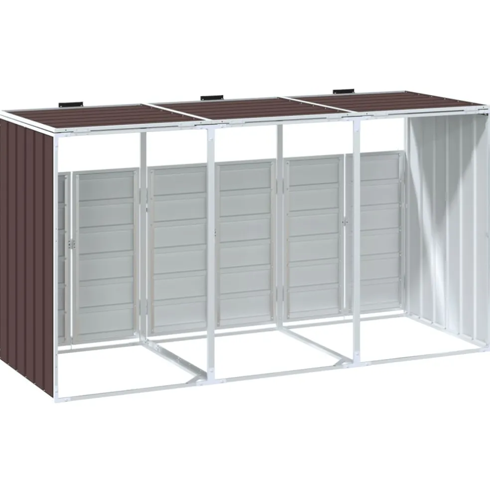 vidaXL Containerberging voor 3 containers 216x81x115 cm staal bruin