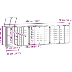 vidaXL Containerberging voor 6 containers 414x79x117 cm staal grijs