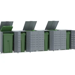 vidaXL Containerberging voor 6 containers 414x79x117 cm staal grijs