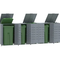 vidaXL Containerberging voor 5 containers 345x79x117 cm staal grijs