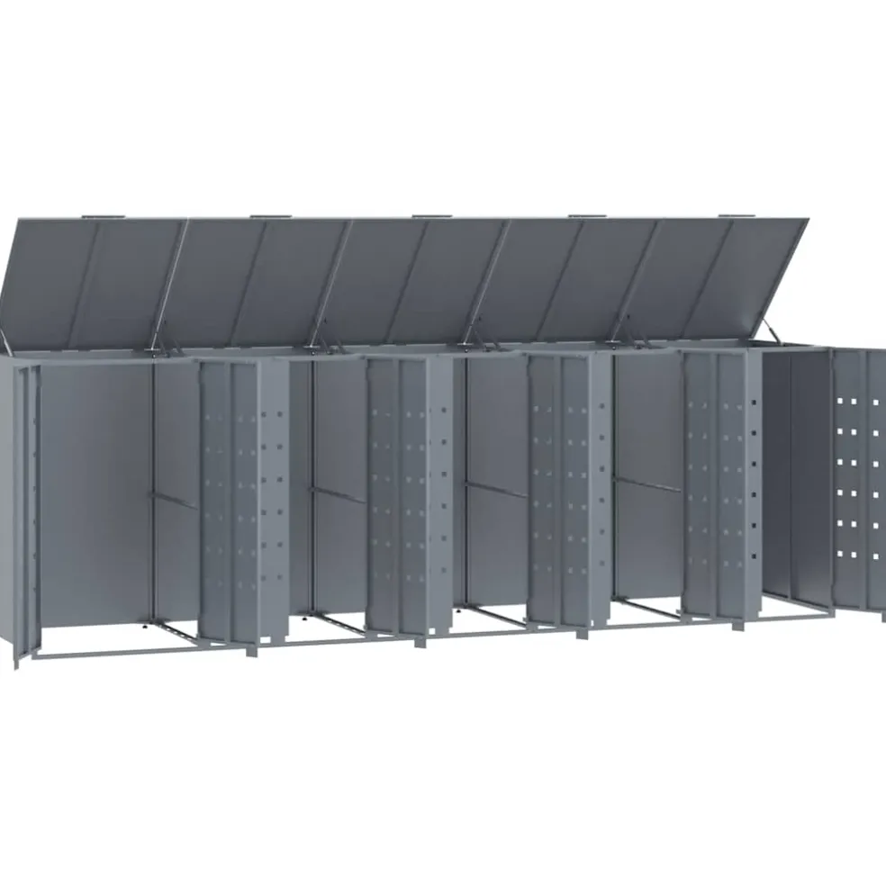 vidaXL Containerberging voor 5 containers 345x79x117 cm staal grijs