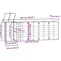 vidaXL Containerberging voor 5 containers 345x79x117 cm staal grijs
