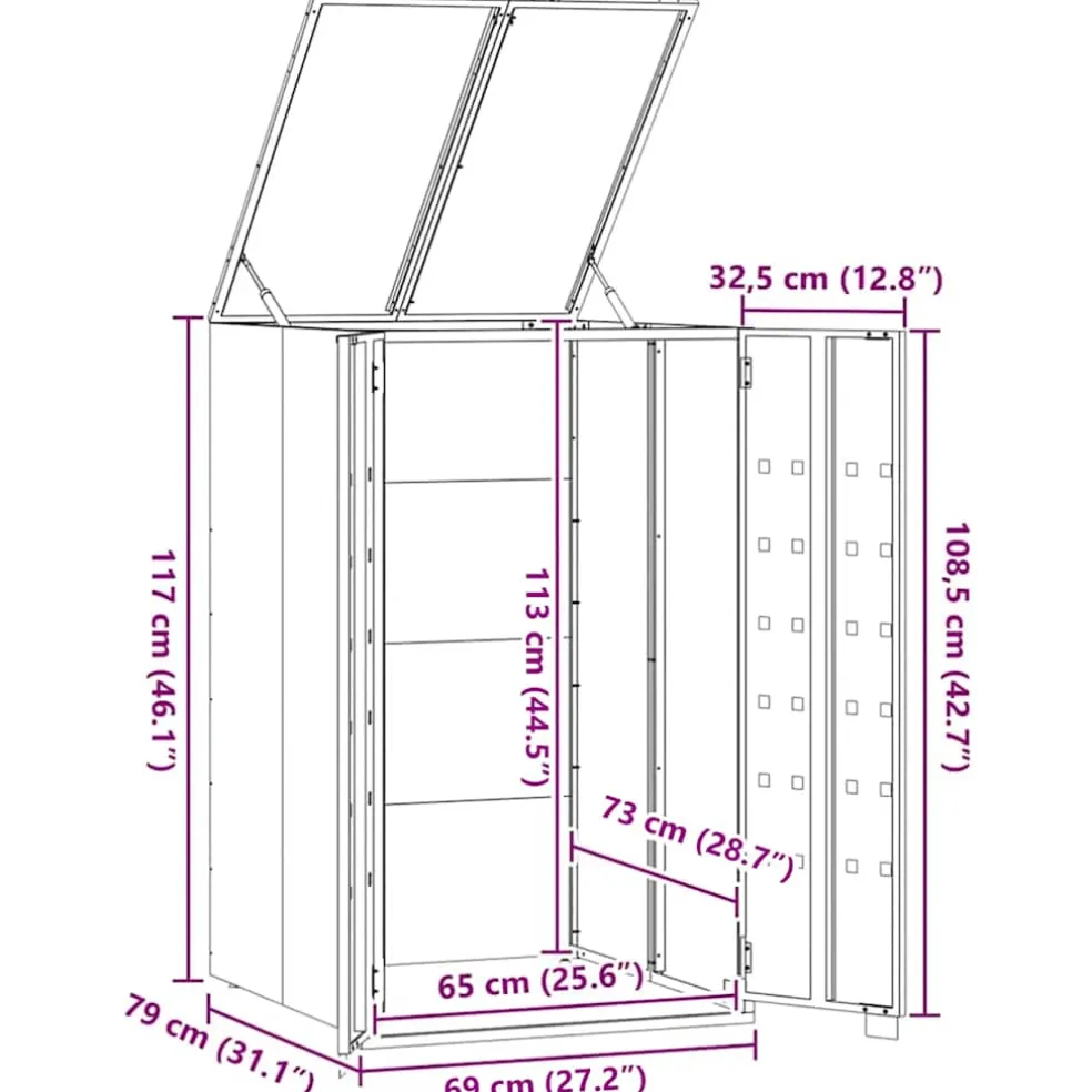 vidaXL Containerberging voor 1 container 69x79x117 cm staal zwart