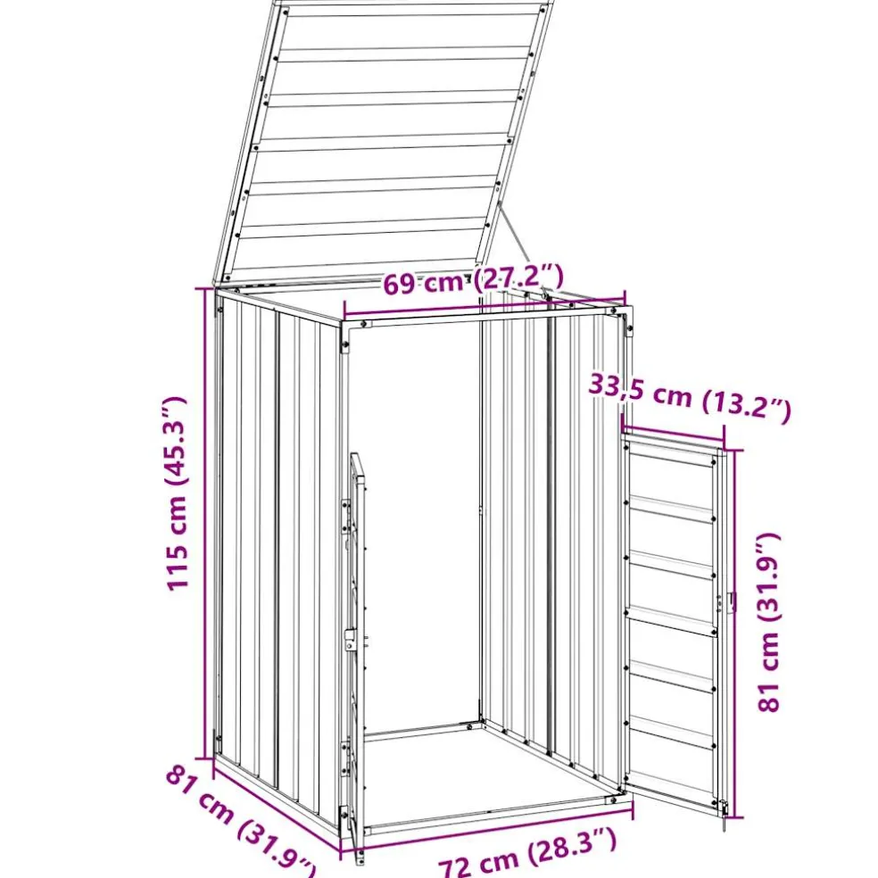vidaXL Containerberging voor 1 container 72x81x115 cm staal groen