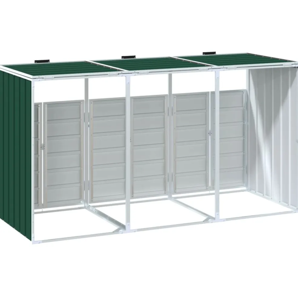 vidaXL Containerberging voor 3 containers 216x81x115 cm staal groen