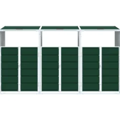 vidaXL Containerberging voor 3 containers 216x81x115 cm staal groen