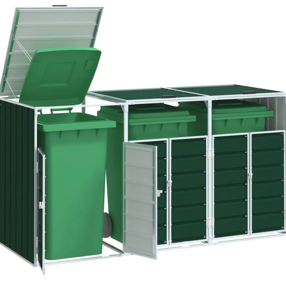 vidaXL Containerberging voor 3 containers 216x81x115 cm staal groen