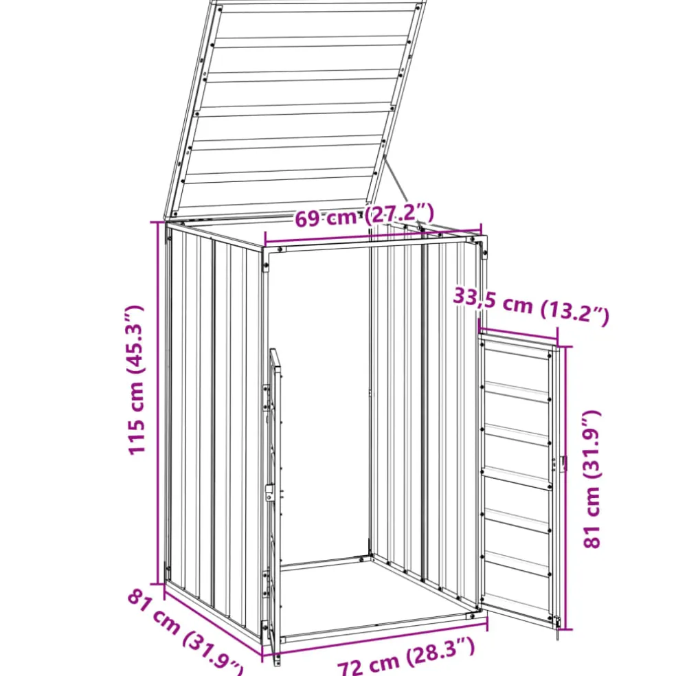 vidaXL Containerberging voor 1 container 72x81x115 cm staal bruin