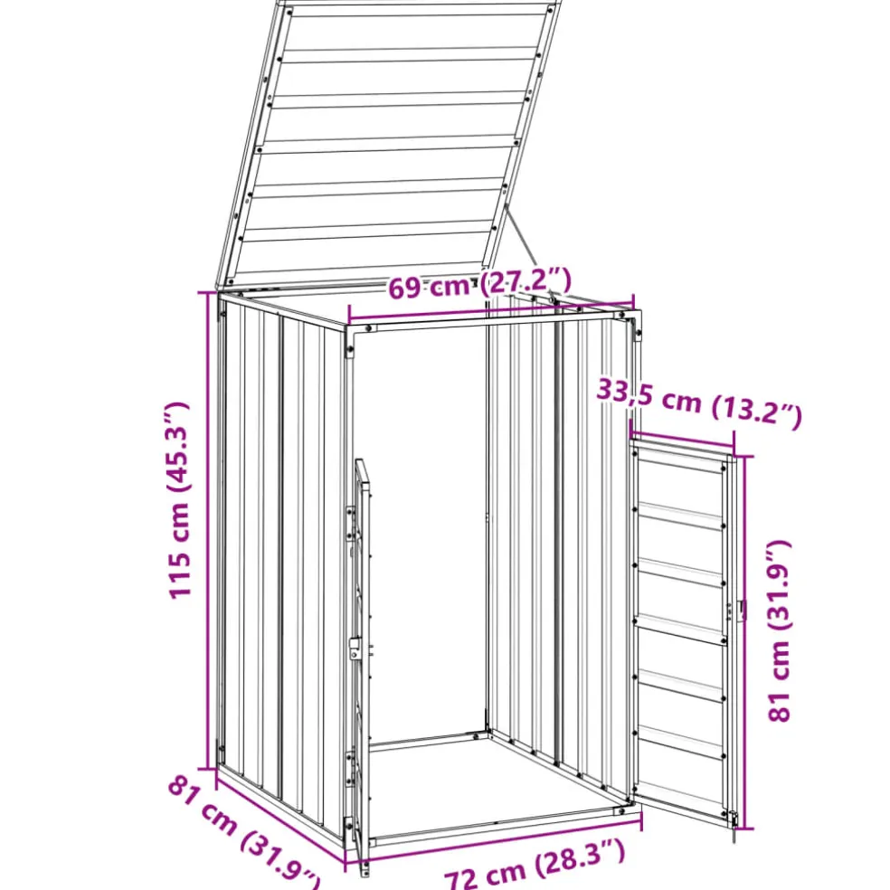 vidaXL Containerberging voor 1 container 72x81x115 cm staal grijs