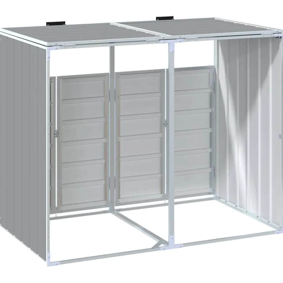 vidaXL Containerberging voor 2 containers 144x81x113 cm staal grijs