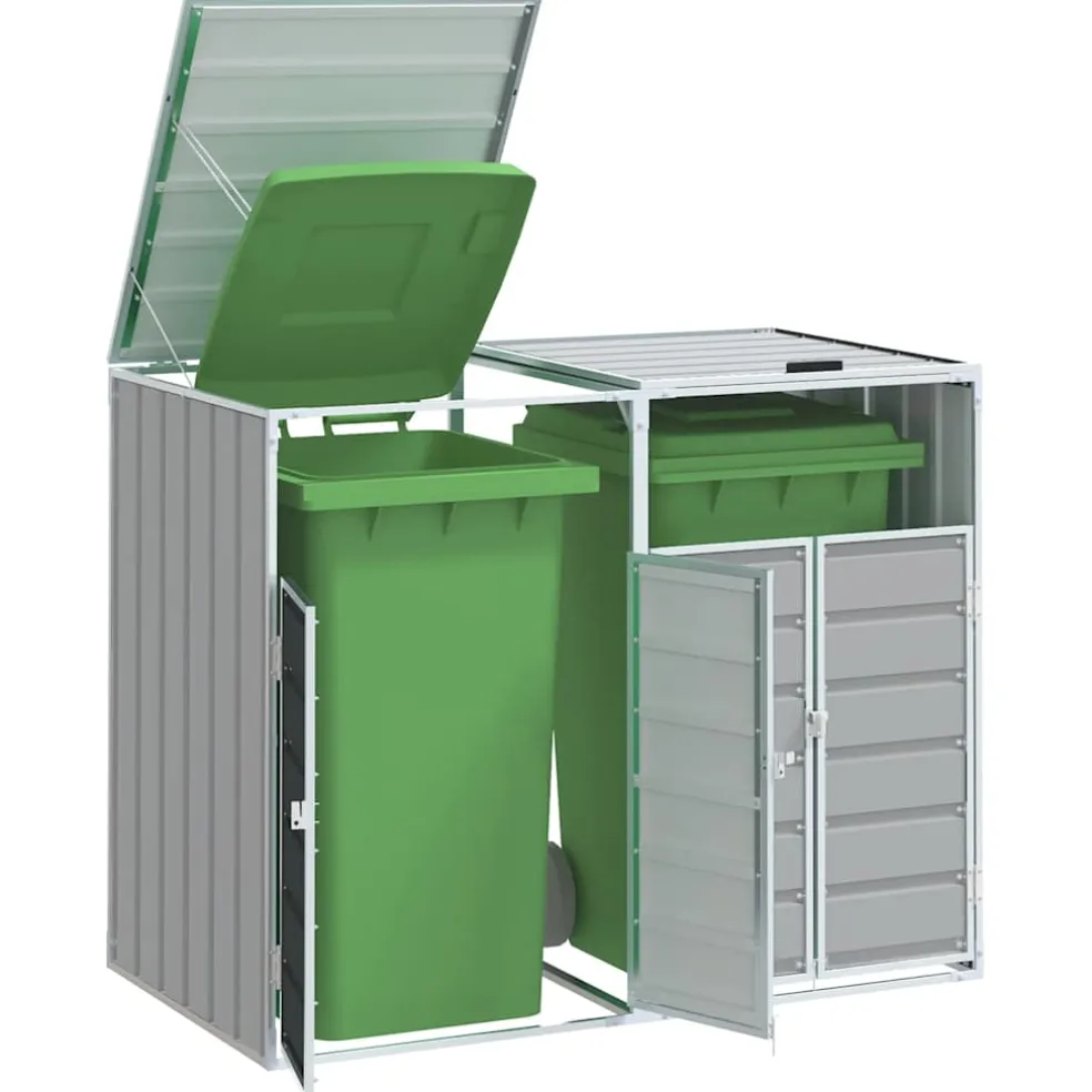 vidaXL Containerberging voor 2 containers 144x81x113 cm staal grijs