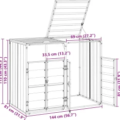 vidaXL Containerberging voor 2 containers 144x81x113 cm staal grijs
