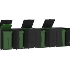 vidaXL Containerberging voor 6 containers 414x79x117 cm staal zwart
