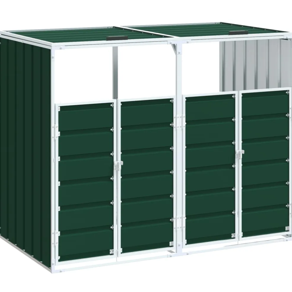 vidaXL Containerberging voor 2 containers 144x81x113 cm staal groen