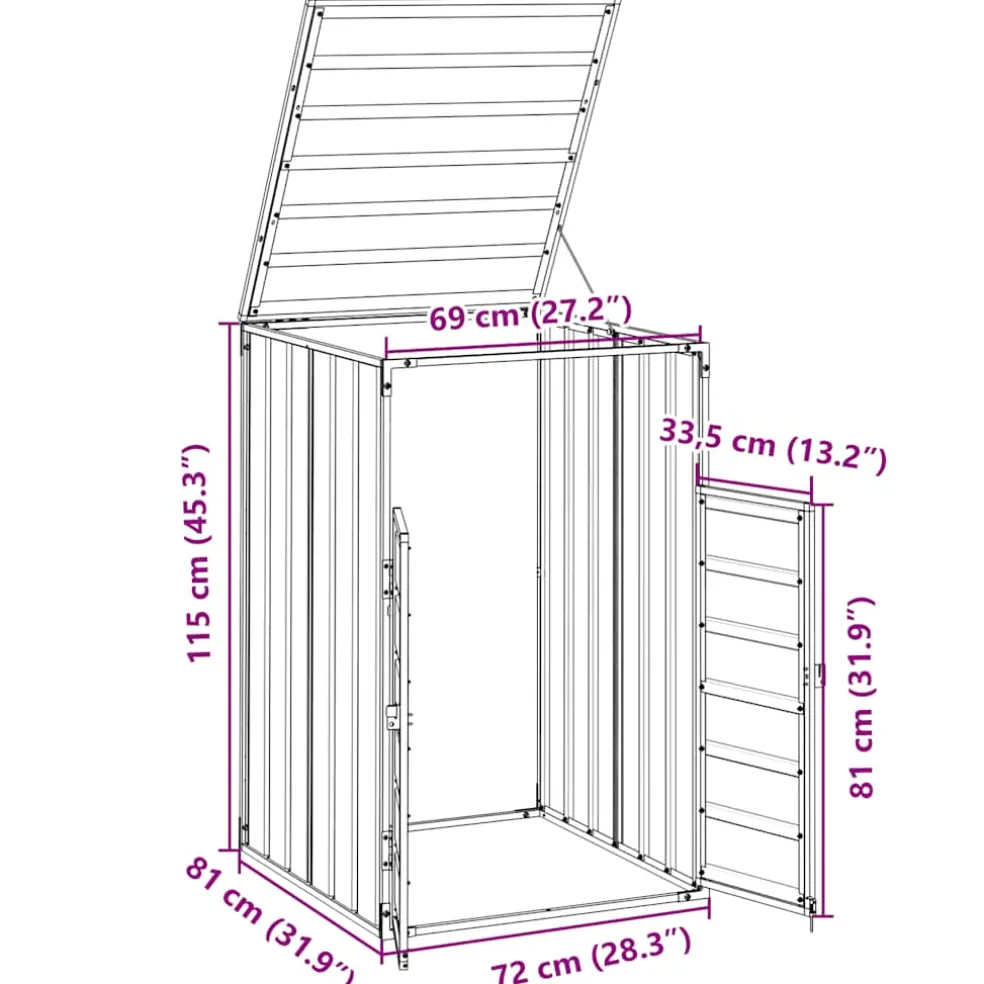 vidaXL Containerberging voor 1 container 72x81x115 cm staal antraciet
