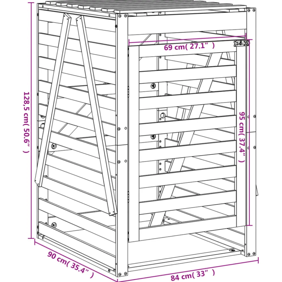 vidaXL Containerberging 84x90x128,5 cm massief grenenhout honingbruin