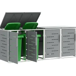 vidaXL Containerombouw for 4 Bins 240L Roestvrij staal Grijs