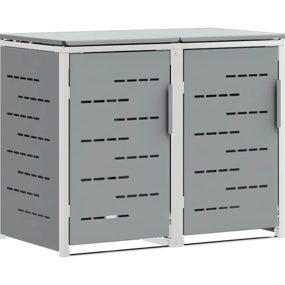 vidaXL Containerombouw for 2 Bins 240L Roestvrij staal Grijs