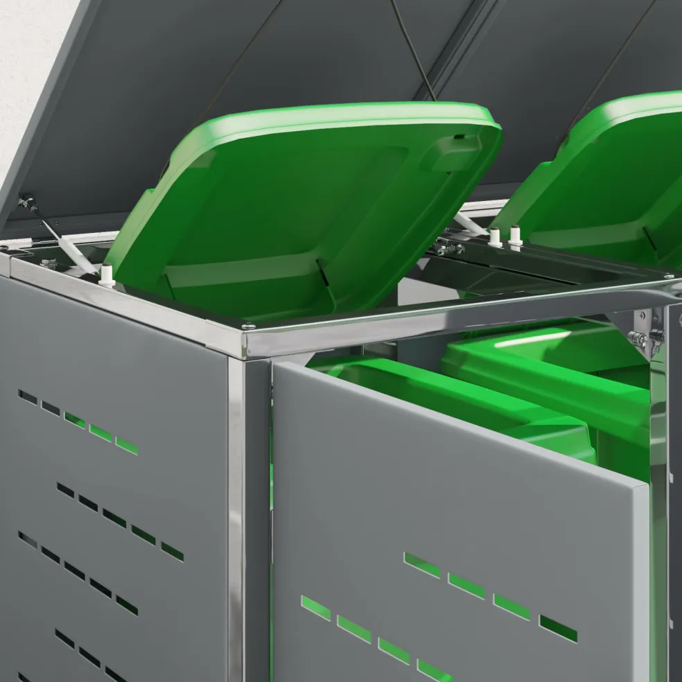 vidaXL Containerombouw for 2 Bins 240L Roestvrij staal Grijs