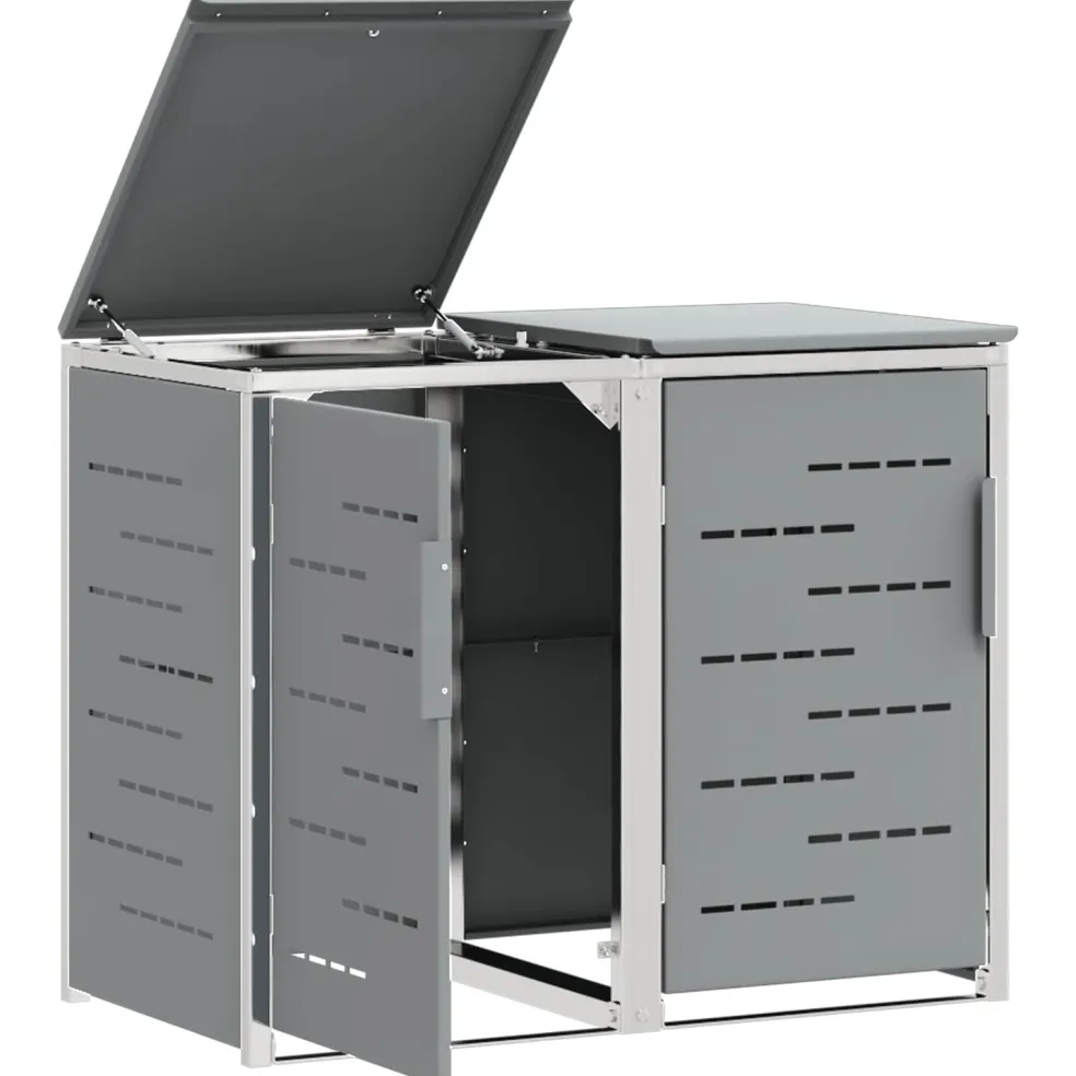 vidaXL Containerombouw for 2 Bins 240L Roestvrij staal Grijs