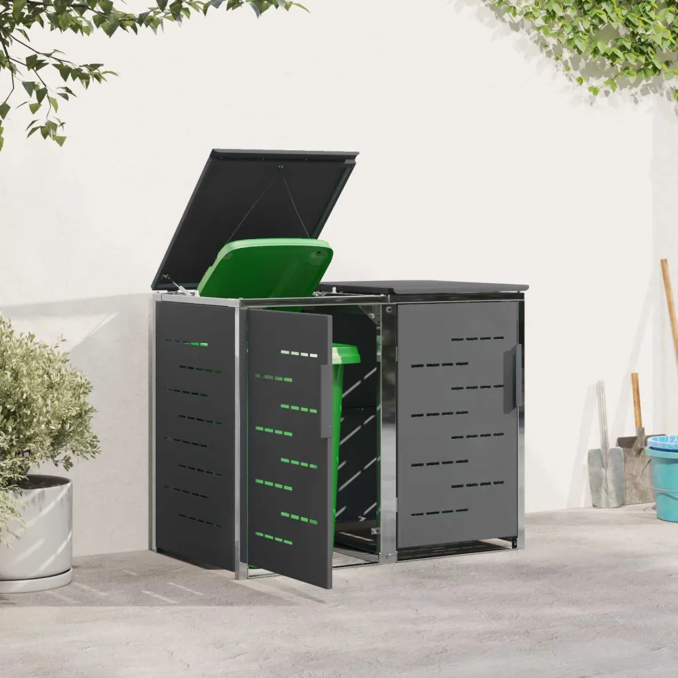 vidaXL Containerombouw for 2 Bins 240L Roestvrij staal