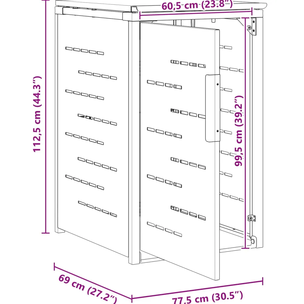vidaXL Containerombouw for 1 Bin 240L Zwart