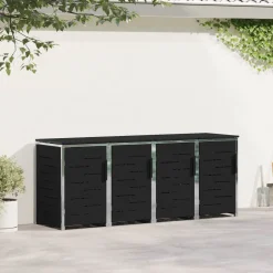 vidaXL Containerombouw for 4 Bins 240L Roestvrij staal Zwart