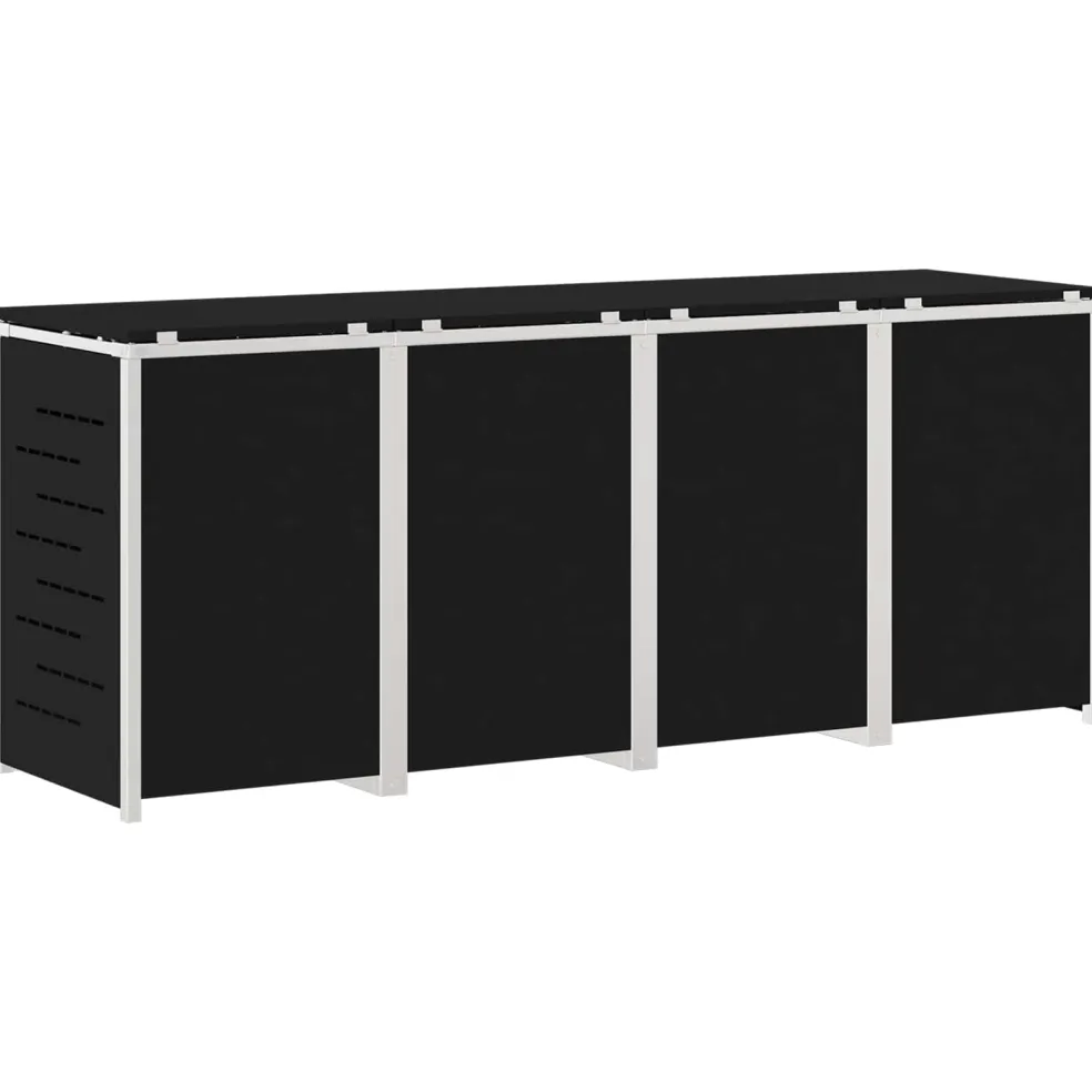 vidaXL Containerombouw for 4 Bins 240L Roestvrij staal Zwart