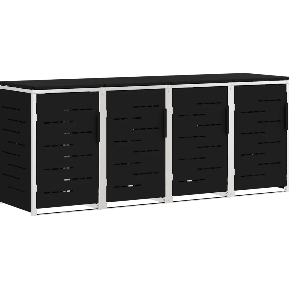 vidaXL Containerombouw for 4 Bins 240L Roestvrij staal Zwart