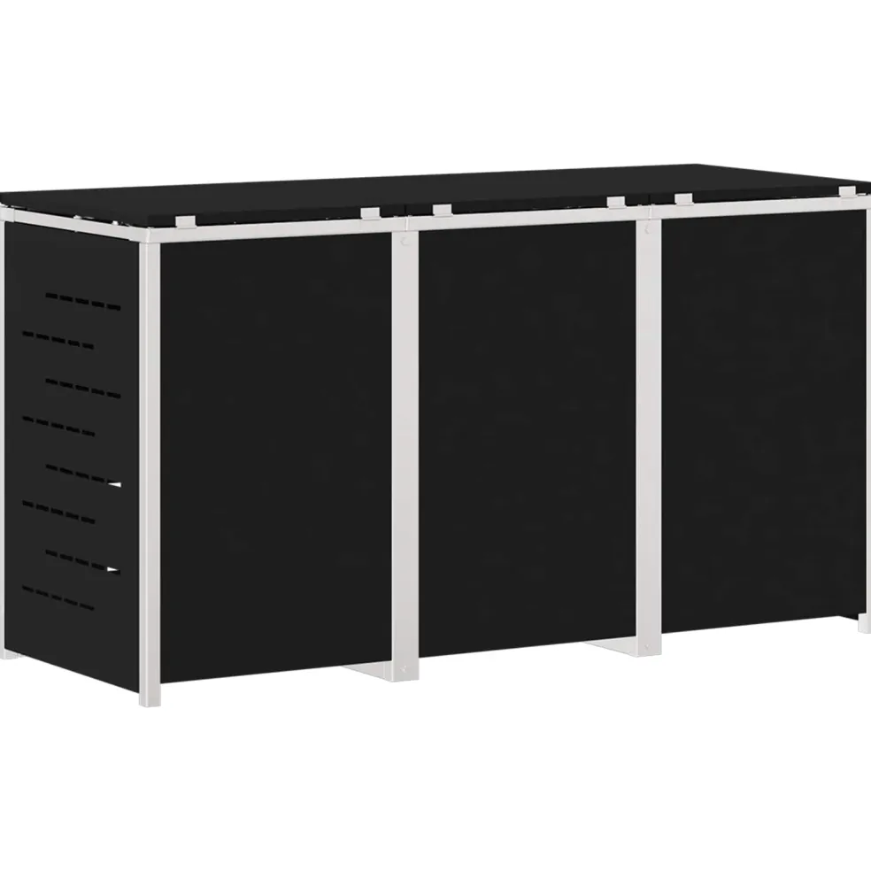 vidaXL Containerombouw for 3 Bins 240L Roestvrij staal Zwart