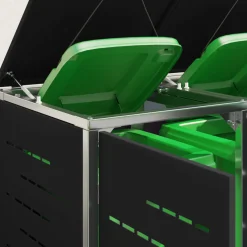 vidaXL Containerombouw for 3 Bins 240L Roestvrij staal Zwart