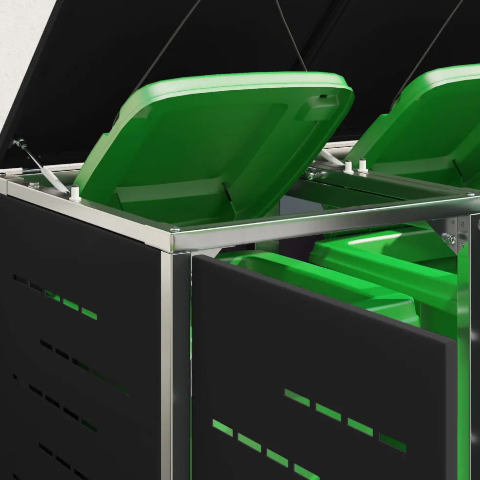 vidaXL Containerombouw for 3 Bins 240L Roestvrij staal Zwart